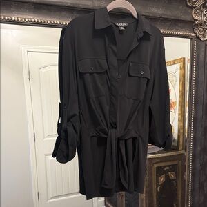 Ralph Lauren Black Tie front Women's blouse